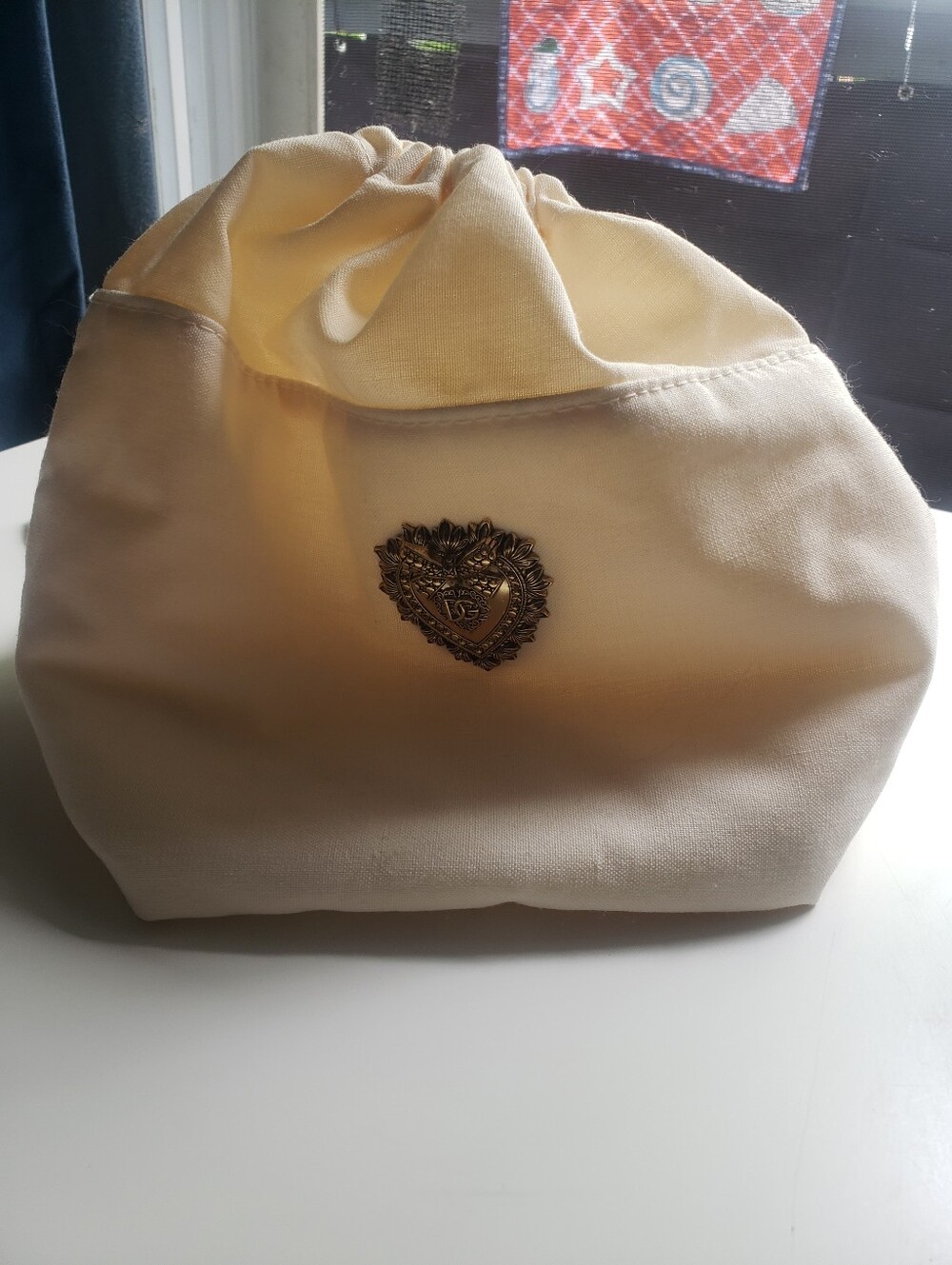Dolce & Gabbana Cream and Gold Devotion Label Accessory Pouch Bag